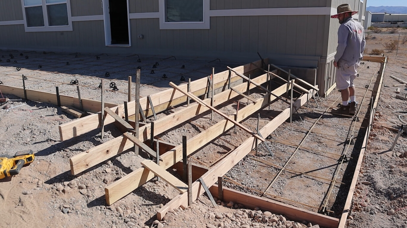 Concrete foundation and footing construction