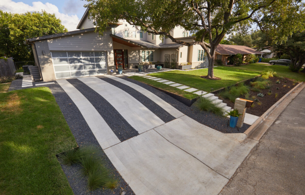 Modern concrete driveway installation in Minot, ND
