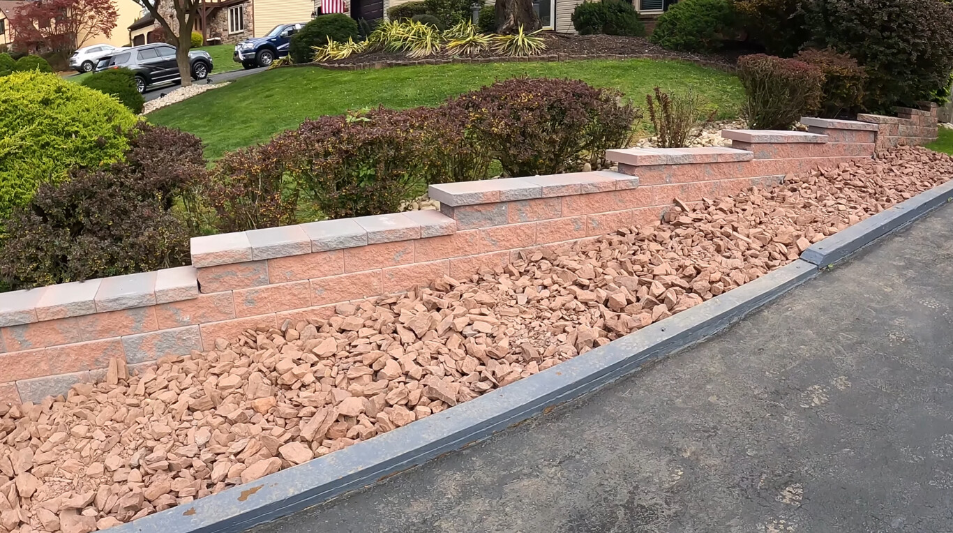 Retaining wall and concrete masonry construction in Minot