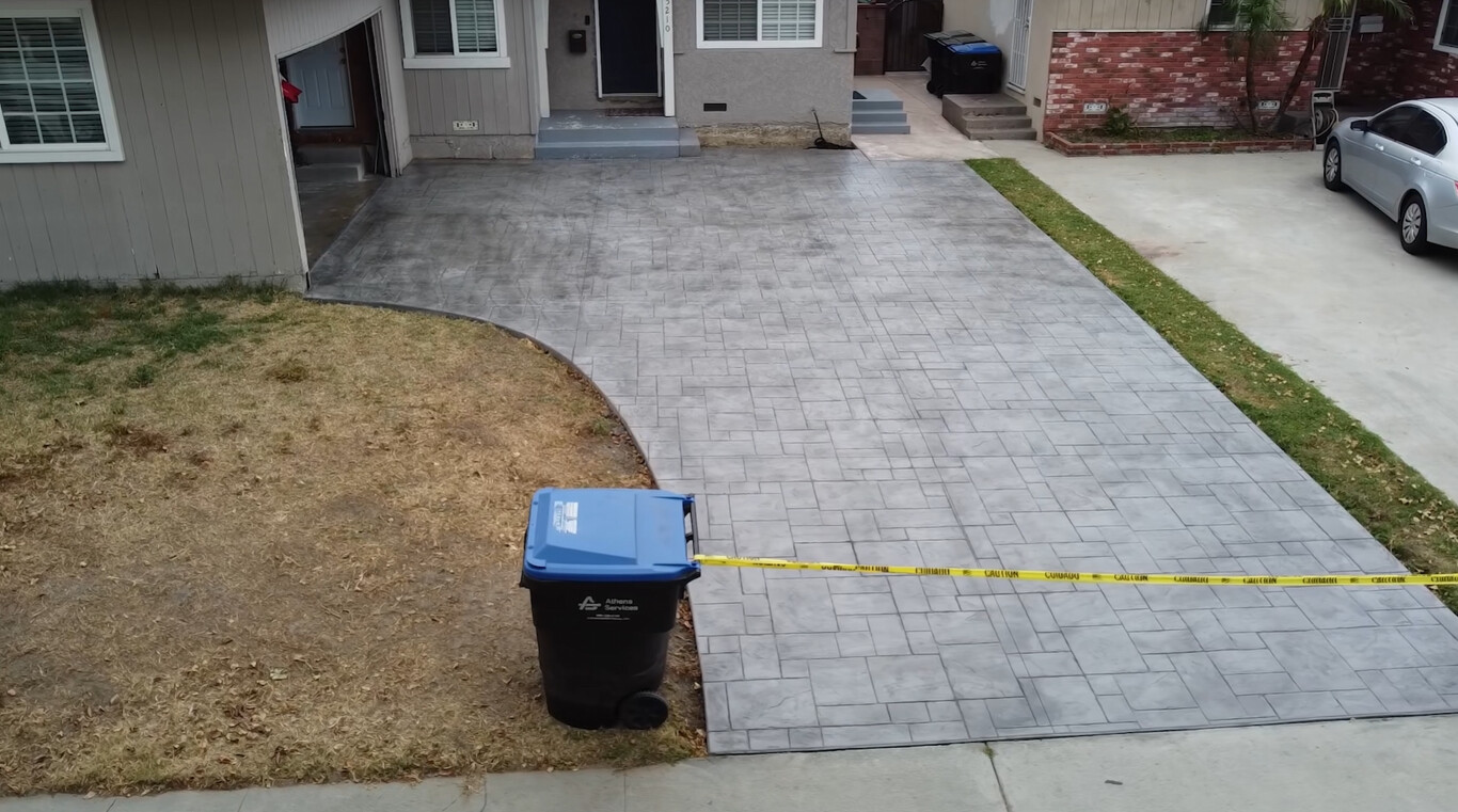 Stamped decorative concrete driveway in Minot